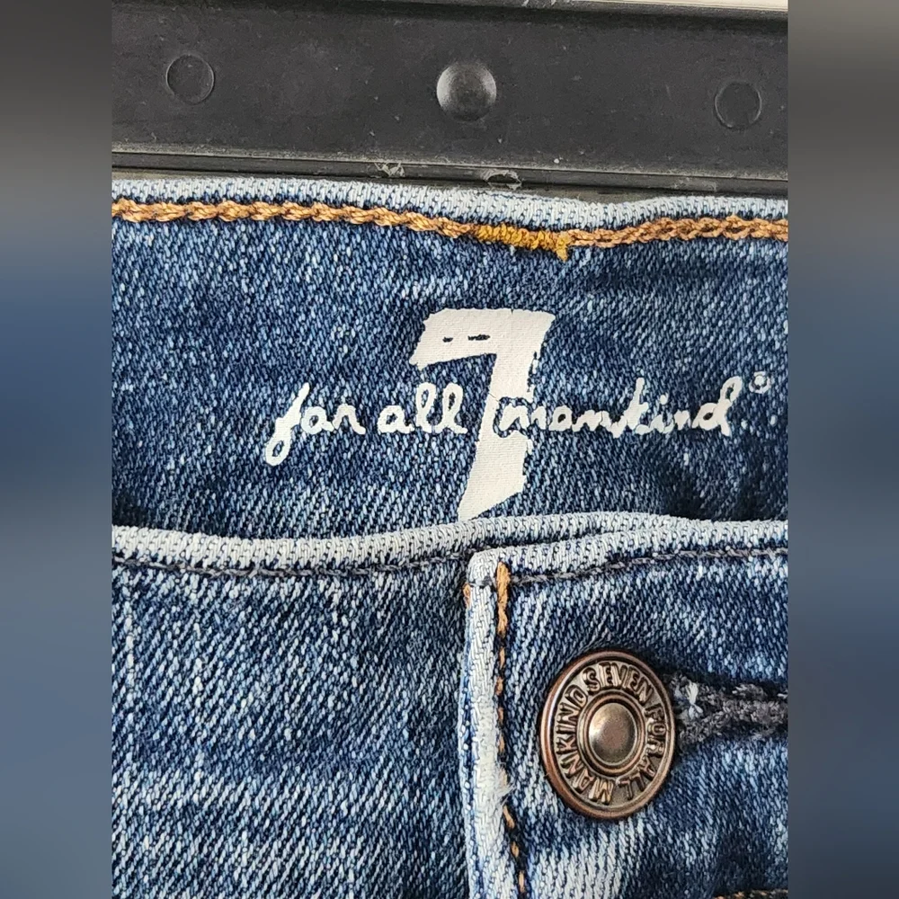 7 For‎ All Mankind Slimmy Jeans Straight Leg Medium Wash Blue Denim Size 33